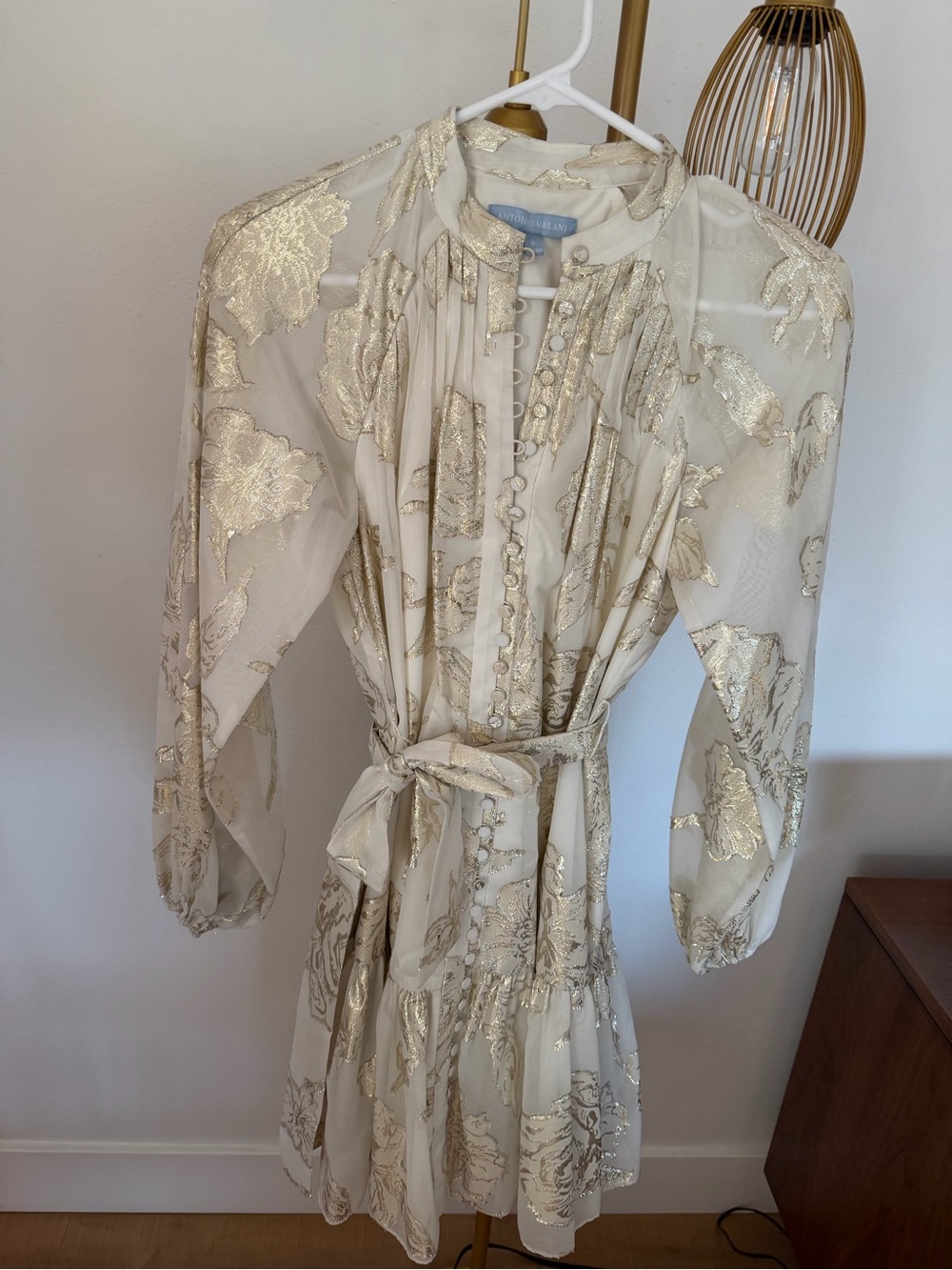 antonio melani gold dress Cream with Floral Lurex styleattribute-sparkle styles
